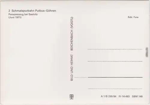  Schmalspurbahn Putbus-Göhren, Personenzug bei Seelvitz (Juni 1971) 1984