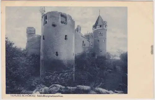 Teplitz - Schönau Teplice Schloßbergrestauration Ansichtskarte 1924