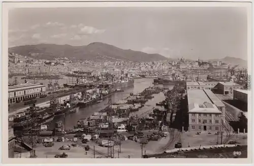 Fotokarte Genua Genova (Zena) Blick über den Hafen 1935