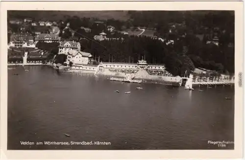 Velden am Wörther See Vrba na Koroškem Luftbild, Hafen und Hotels 1938 