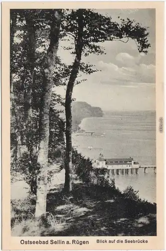 Sellin Blick auf die Seebrücke Ansichtskarte Rügen Stralsund  1916