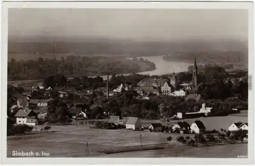 Fotokarte Simbach (Inn) Blick auf Stadt und Fabrikanlage 1934