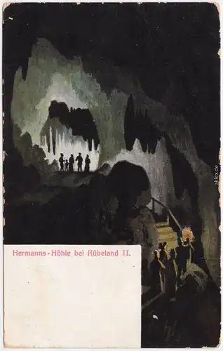 Rübeland Künstlerkarte  Hermannshöhle b Blankenburg Harz 1913