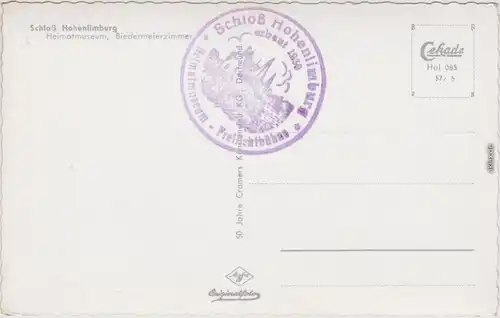 Hohenlimburg Hagen (Westfalen) Biedermeierzimer (Im Schloß) 1968