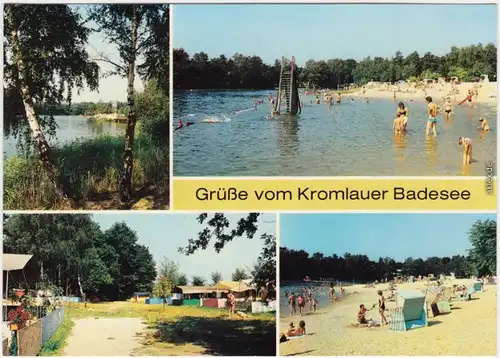 Kromlau Gablenz (Oberlausitz)  Blick zum See, Strand (2), Campingplatz 1988