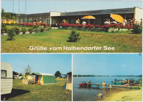 Halbendorf-Groß Düben Gaststätte, Bootsanlegestelle, Campingplatz am See 1988