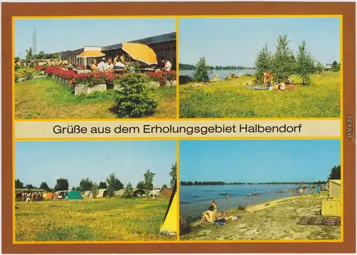 Ansichtskarte Halbendorf-Groß Düben Gaststätte, Strand, Campingplatz 1988