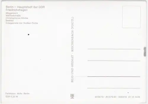 Berlin Müggelpark, Werlseestraße, Christophorus-Kirche,  der Weißen Flotte 1981