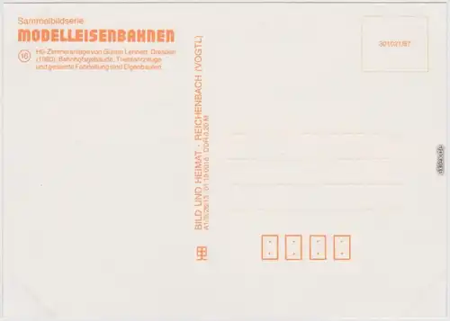 HO-Zimmeranlage von Günter Lehnert, Dresden (1980); Bahnhofsgebäude,  1987