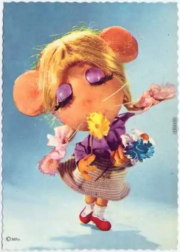  Maus mit Kleidung und Blumenstrauß 1970