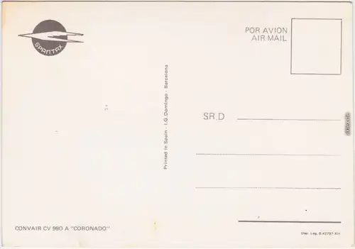 CV 990 A "Coronado" im Flug Ansichtskarte Flugzeug 1978