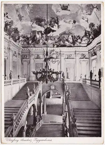 Ansichtskarte Würzburg Residenzschloß - Treppenhaus 1945