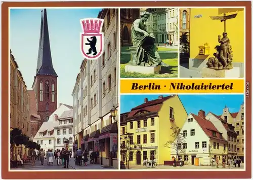 Ansichtskarte Mitte Berlin 4 Bild: Straße  - Nicolaiviertel 1988