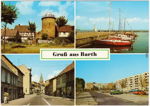 Barth Fangelturm mit Schulsternwarte,  Hafen, Ernst-Thälmann-Straße, 1988