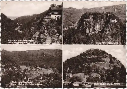 Oybin Blick aus der Burgruine nach Teufelsmühle, Blick vom Pferdeberg 1964