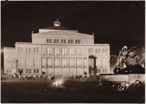 Leipzig Oper Ansichtskarte b Nacht  1963