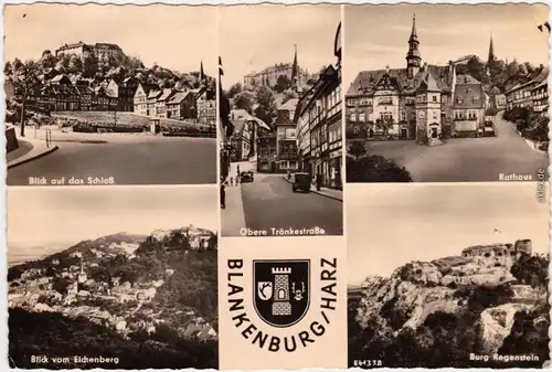 Blankenburg (Harz) Schloß, Obere Tränkestraße, Rathaus, Blick vom   1961