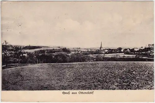 Ottendorf-Okrilla Blick auf Ottendorf - Kirchturm im Mittelpunkt 1925