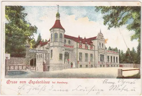 Rumburg Rumburk Jagdschloss - Außenansicht (Aquarell) 1904 