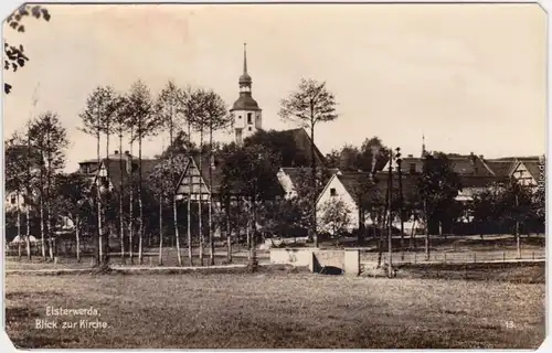 Elsterwerda Wikow Blick auf die evangelische Kirche Niederlausitz Häuser 
1929