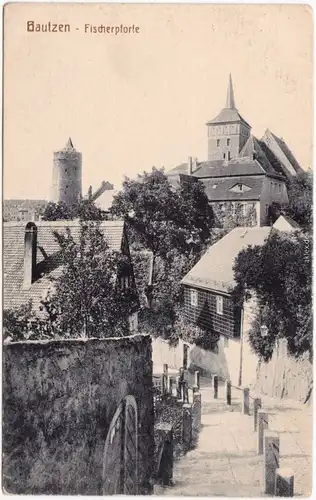 Bautzen Budyšin Fischerpforte - Straße Ansichtskarte Oberlauistz  1913