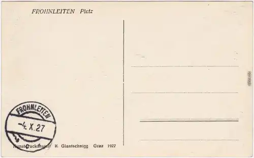 Ansichtskarte Frohnleiten Platz und Straßenansicht mit Häuserzeile 1927