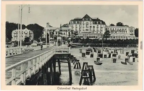 Ansichtskarte Heringsdorf Usedom Uznam Seesteg, Hotel  - Promenade 1918