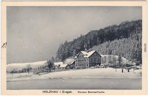 Rechenberg Bienenmühle Richters Sommerfrische - Außenansicht im Winter 1916