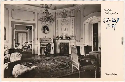 Foto Ansichtskarte Bayreuth Roter Salon Schloß Thiergarten 1932