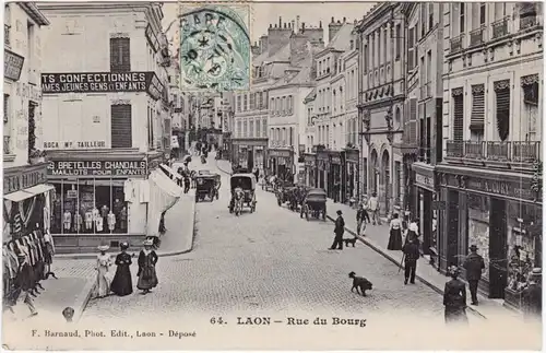 Laon Rue de Bourg - Geschäfte CPA Aisne Ansichtskarte 1905