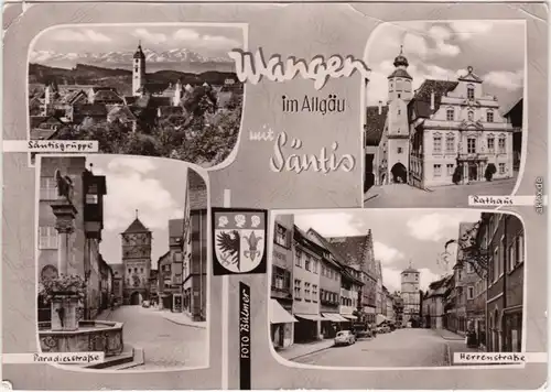 Ansichtskarte Wangen Säntisgruppe, Rathaus, Paradiesstraße, Herrenstraße 1965