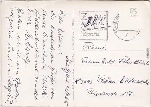 Ansichtskarte Wangen Säntisgruppe, Rathaus, Paradiesstraße, Herrenstraße 1965
