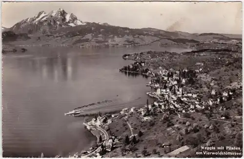 Luzern Lucerna Überblick über die Stadt (Weggis) und dem See  1968