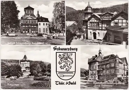 Schwarzburg Schloß Kaisersaal, Schloßberg-Hotel, Kurgarten, Reichsbahn 1983