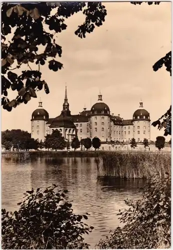 Moritzburg Kgl. Jagdschloss mit Schloß umgebenden Teich im Vordergrund 1971