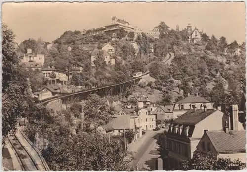 Foto AK Loschwitz Dresden Drahtseilbahn und Luisenhof darüber 1961/1960