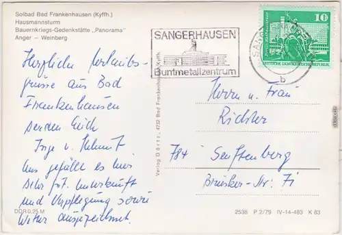 Bad Frankenhausen Hausmannsturm, Bauernkriegs-Gedenkstätte Anger  Weinberg 1979
