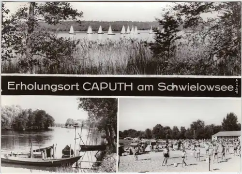 Caputh Schwielowsee Segelboote auf dem See,   Kähne, Fussballspiel   1972