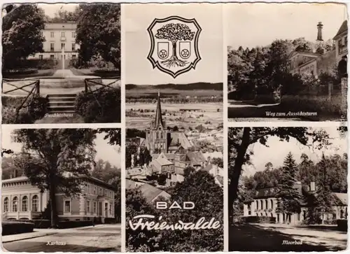 Bad Freienwalde Puschkinhaus, Blick auf den Dom Aussichtstrum, Kurhaus  1964