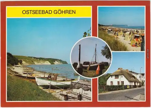 Göhren (Rügen) Am Südstrand, Museumsschiff "Luise", Strand, Teilansicht 1987