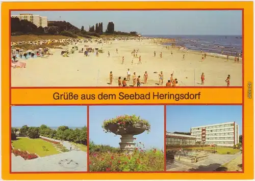 Heringsdorf Usedom Strand, Promenade mit Sonnenuhr, Blumenschale, Außen  1985