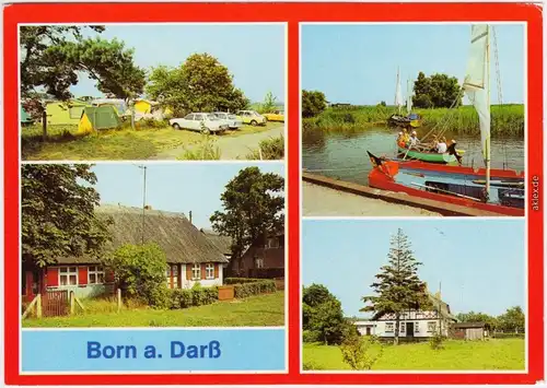 Born a. Darß Campingplatz,  Bauernhaus, Freizeitboote  Hafen, Fachwerkhaus 1984