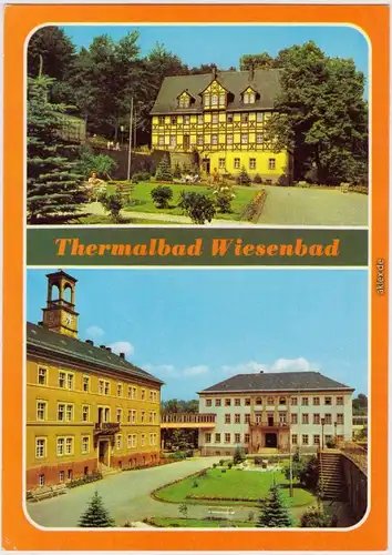 Wiesenbad Robert-Koch-Haus (Sanatorium)- Außenansicht mit Gartenanlage 1982