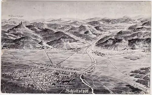 Schlettstadt Sélestat Schlachtfeld in den Vogesen Landkarten AK Elsaß 1915