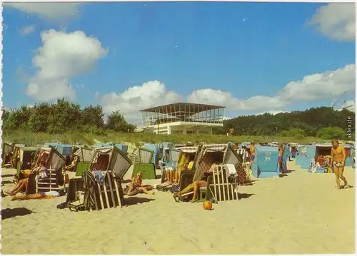 Ansichtskarte Baabe Strand und Blick zur Gaststätte "Inselparadies" 1984