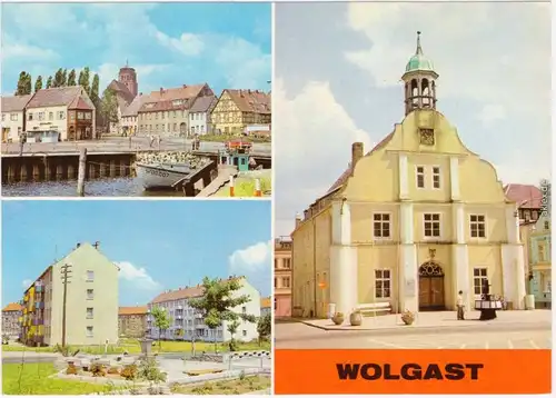 Ansichtskarte Wolgast Am Hafen, Straße der Befreiung, Rathaus 1981