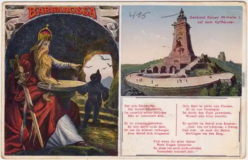 Kelbra (Kyffhäuser) König Barbarossa in der Höle,   Außenansicht 1918