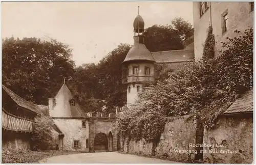 Rochsburg Lunzenau Wehrgang mit Wächterturm Ansichtskarte 1926