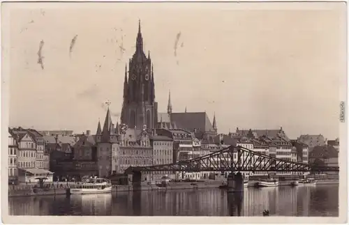 Frankfurt am Main Blick auf Kaiserdom St. Bartholomäus und Mainkai  1930