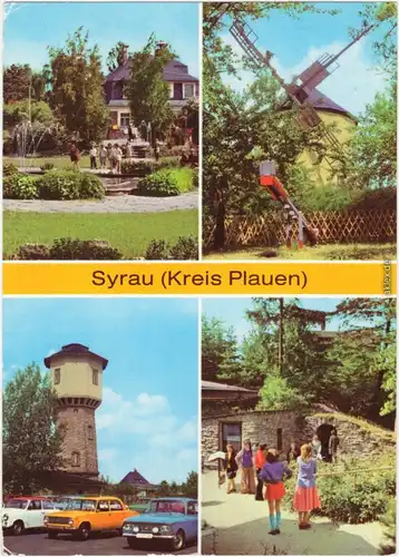 Syrau (Vogtland) Eingang Drachenhöle, Windmühle, Wasserturm, Hölenausgang  1980